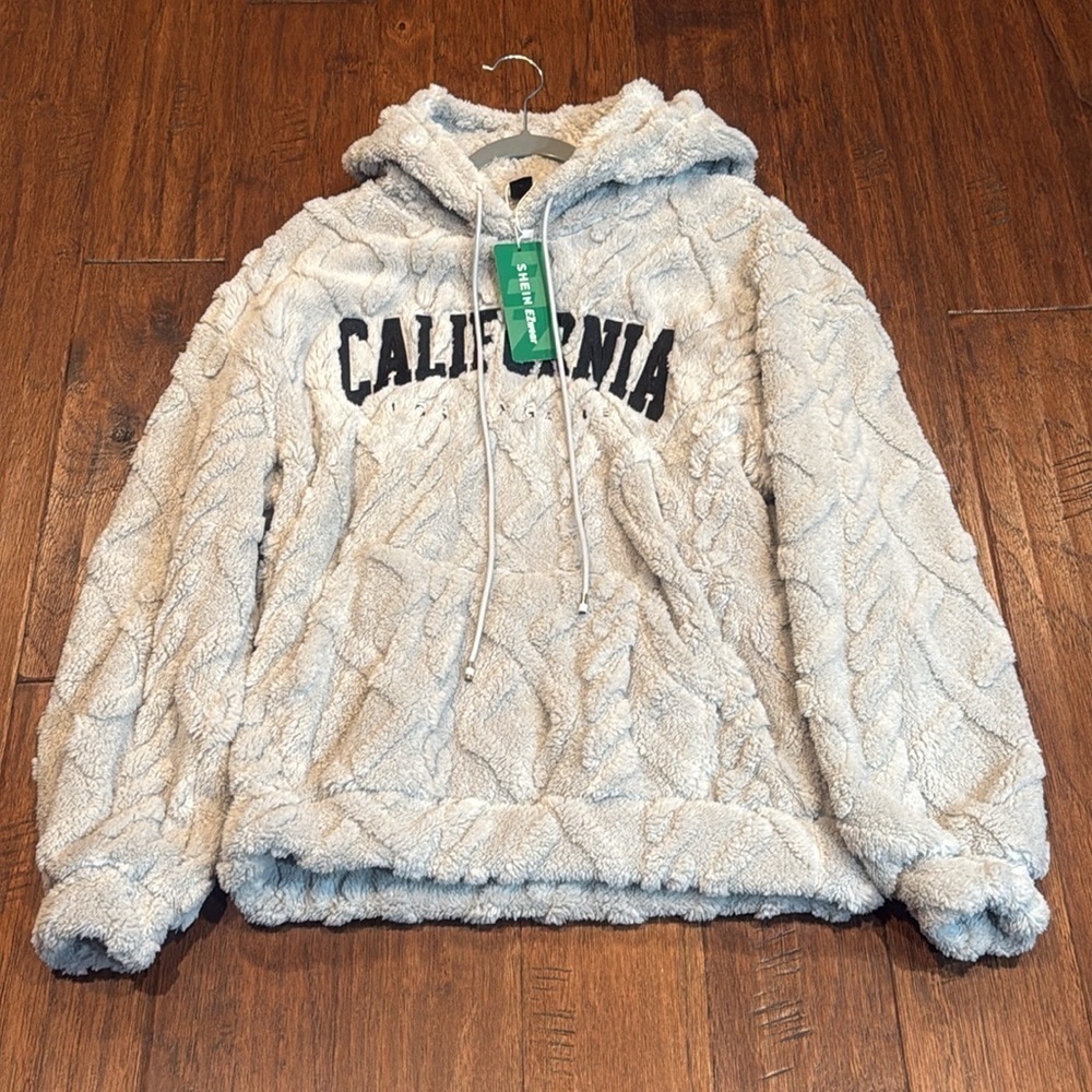 NWT! Large CALIFORNIA Los Angeles Light Gray Fleece Hoodie - Picture 2 of 8
